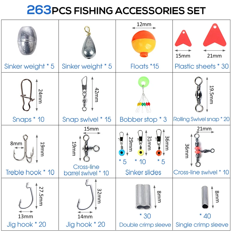 263 قطعة مجموعة ملحقات الصيد ف - مراجعة Fishing Pliers وسعره